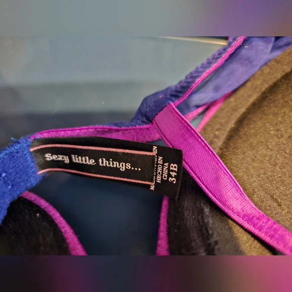 Victoria's Secret Sexy Little Things Purple & Pink Floral Lace Underwire Bra 34B - Picture 4 of 4